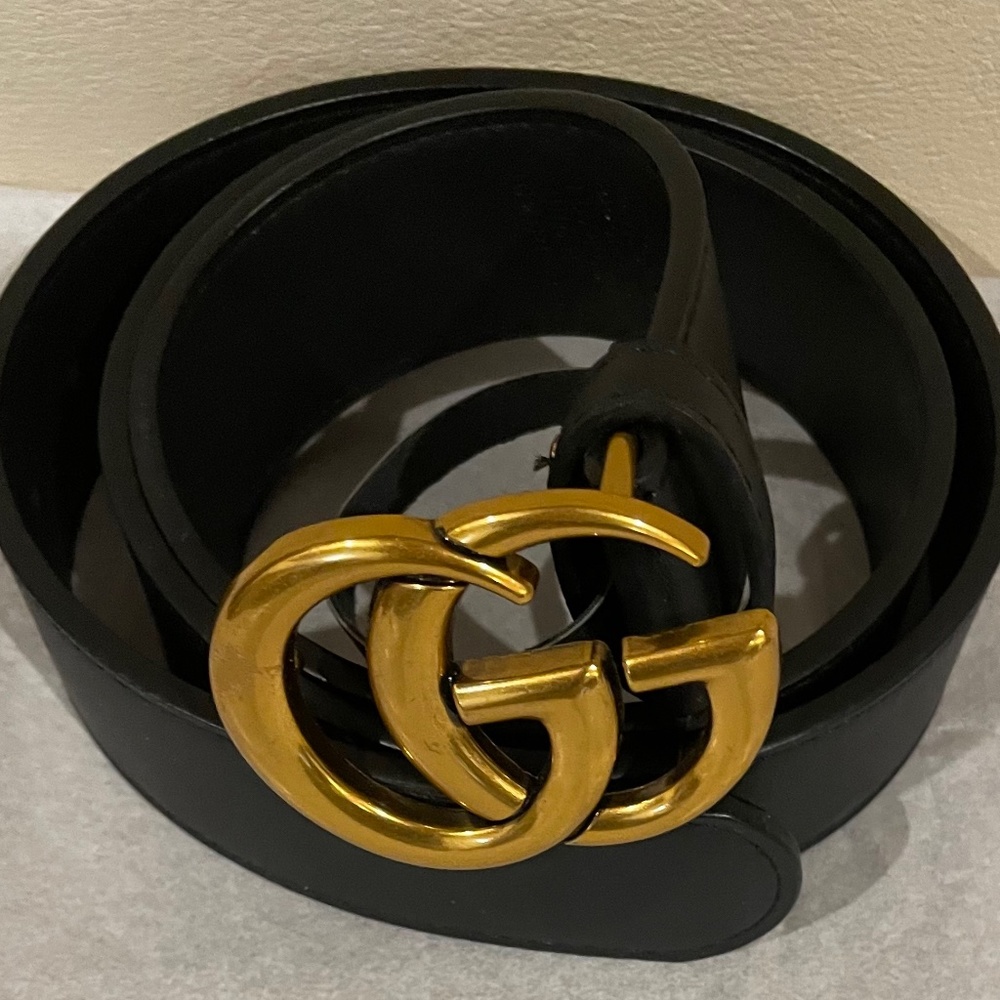 Gucci Marmot GG black leather belt. 110/44